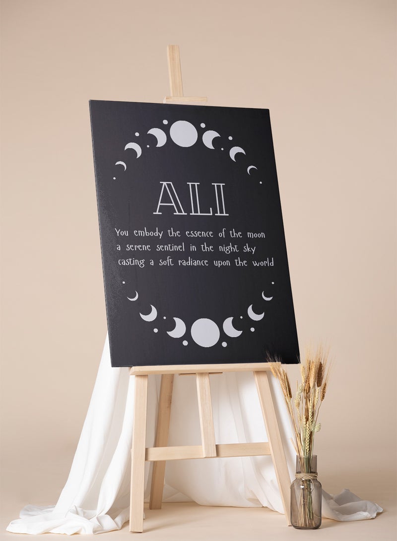 LOWHA Customizable Canvas Wall Art Stretched Over Wooden Frame Personalized with Your name and You Embody Moon Essence Quote Black/White 80x110cm - Image 4
