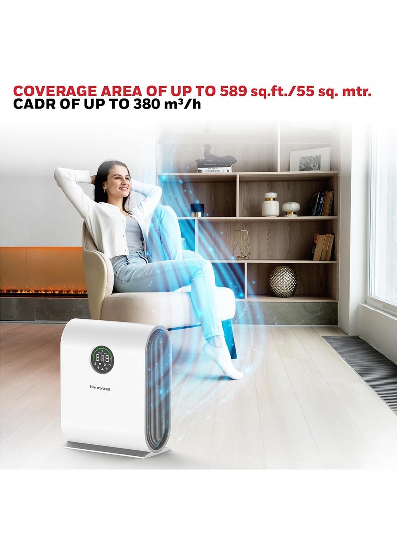 Honeywell - New Launch Air Touch V5, 4-stage filtration, H13 HEPA Filter, Filter Life Up to 9000 Hours, Removes 99.99% PM2.5, CADR 380 cu.m/h, Covers 589 sq.ft, AQI LED Display, 2-year Warranty HC000028/AP/V5/UK White - Image 1