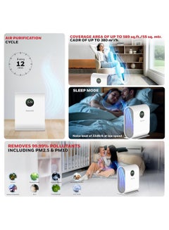 Honeywell New Launch Air Touch V5, 4-stage filtration, H13 HEPA Filter, Filter Life Up to 9000 Hours, Removes 99.99% PM2.5, CADR 380 cu.m/h, Covers 589 sq.ft, AQI LED Display, 2-year Warranty HC000028/AP/V5/UK White  - Image 3