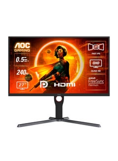 27" Inch Q27G3ZE Gaming Monitors 2K QHD 2560x1440, DisplayHDR 400, Fast IPS Panel Type, 240Hz Refresh Rate, 0.5ms Response Time, AMD FreeSync Premium Technology, Adjustable Stand | Black & Red