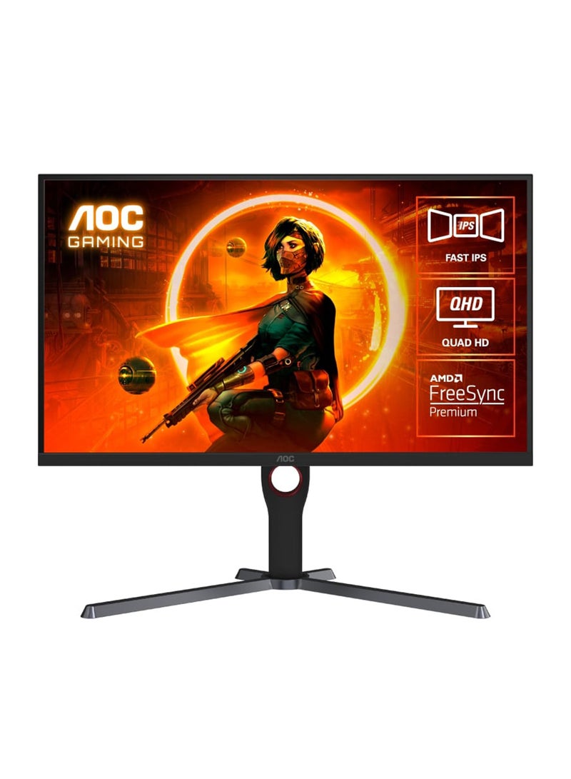 AOC - 27" Inch Q27G3ZE Gaming Monitors 2K QHD 2560x1440, DisplayHDR 400, Fast IPS Panel Type, 240Hz Refresh Rate, 0.5ms Response Time, AMD FreeSync Premium Technology, Adjustable Stand | Black & Red - Image 1