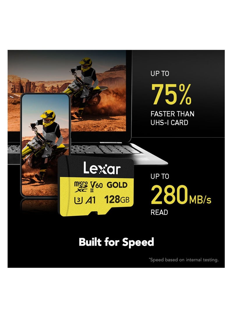 ليكسار Lexar Professional GOLD UHS-II microSDXC Memory Card 128 GB - Image 3