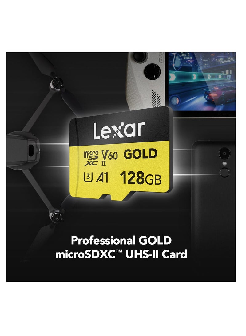 ليكسار Lexar Professional GOLD UHS-II microSDXC Memory Card 128 GB - Image 2