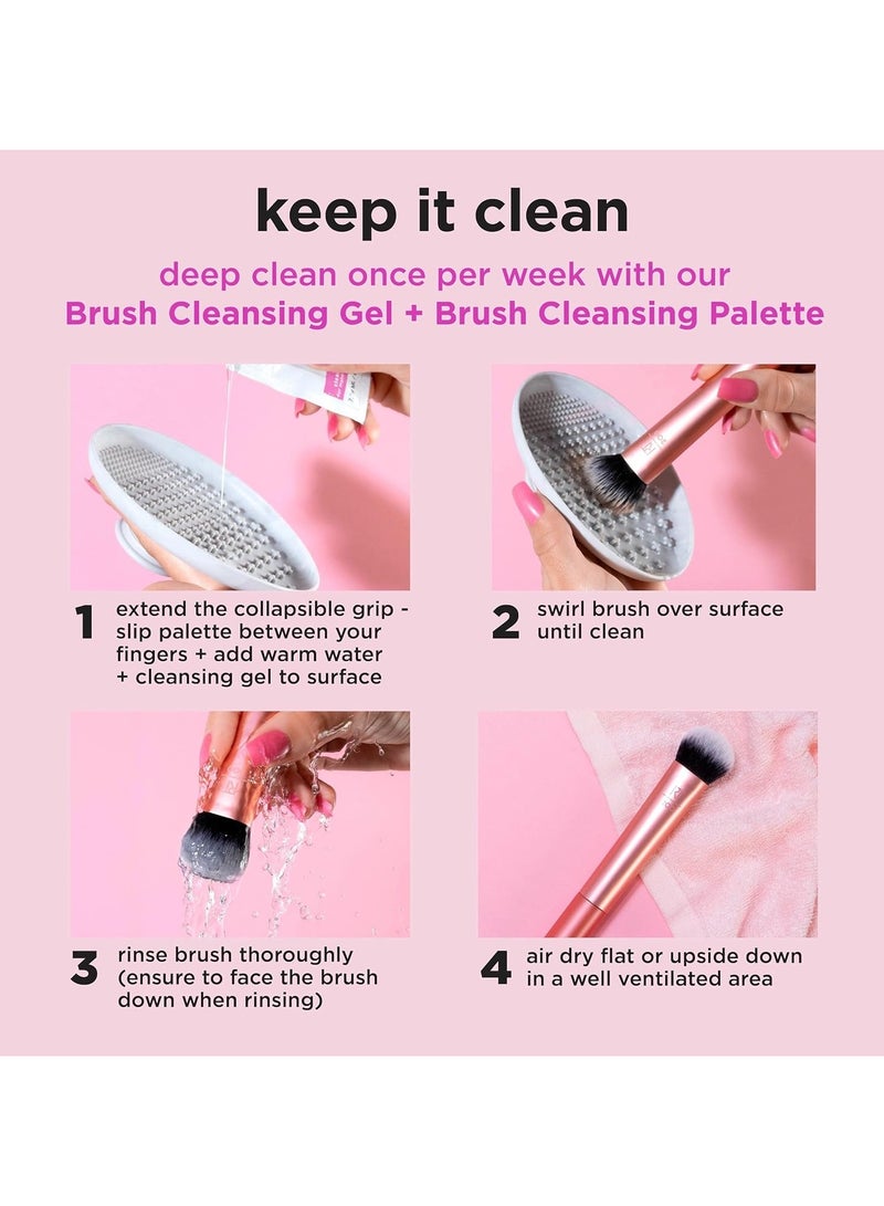 REAL TECHNIQUES - Face Base Makeup Brush Kit, For Concealer, Foundation, and Contour, Works With Liquid, Cream & Powder, For Blending & Buffing, Makeup Brush Set for Sculpting 4 Piece Set Orange - Image 1