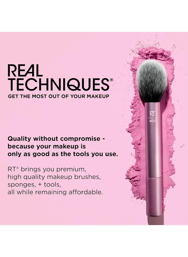 REAL TECHNIQUES - Face Base Makeup Brush Kit, For Concealer, Foundation, and Contour, Works With Liquid, Cream & Powder, For Blending & Buffing, Makeup Brush Set for Sculpting 4 Piece Set Orange - Image 1