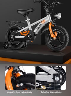 كيدل 12-18 Inch Kids Bike High Carbon Steel Kids' Bike Children's Bicycle For 2-12 Years Old Girls And Boys With Training Wheels With Headlight Adjustable Seat Tail Rear Rack Wear-Resistant Tires Sensitive Brakes Safe and Stable 16inchcm  - Image 4