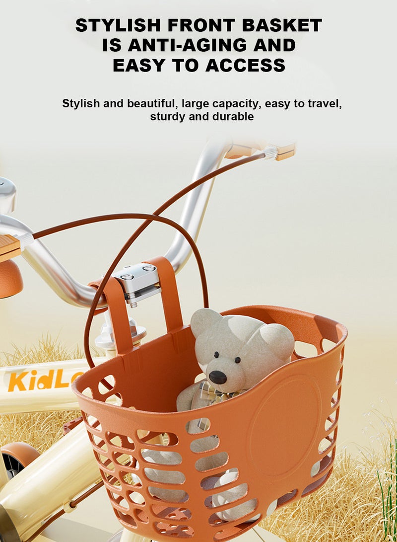 Kidle 12-16 Inch Kids Bike High Carbon Steel Kids' Bike Children's Bicycle Suitable For Height 80-125cm Girls And Boys With Training Wheels With Headlights Adjustable Seat Rear Rear Seat Rack Wear-Resistant Tires Sensitive Brakes Safe And Stable 14inchcm - Image 3