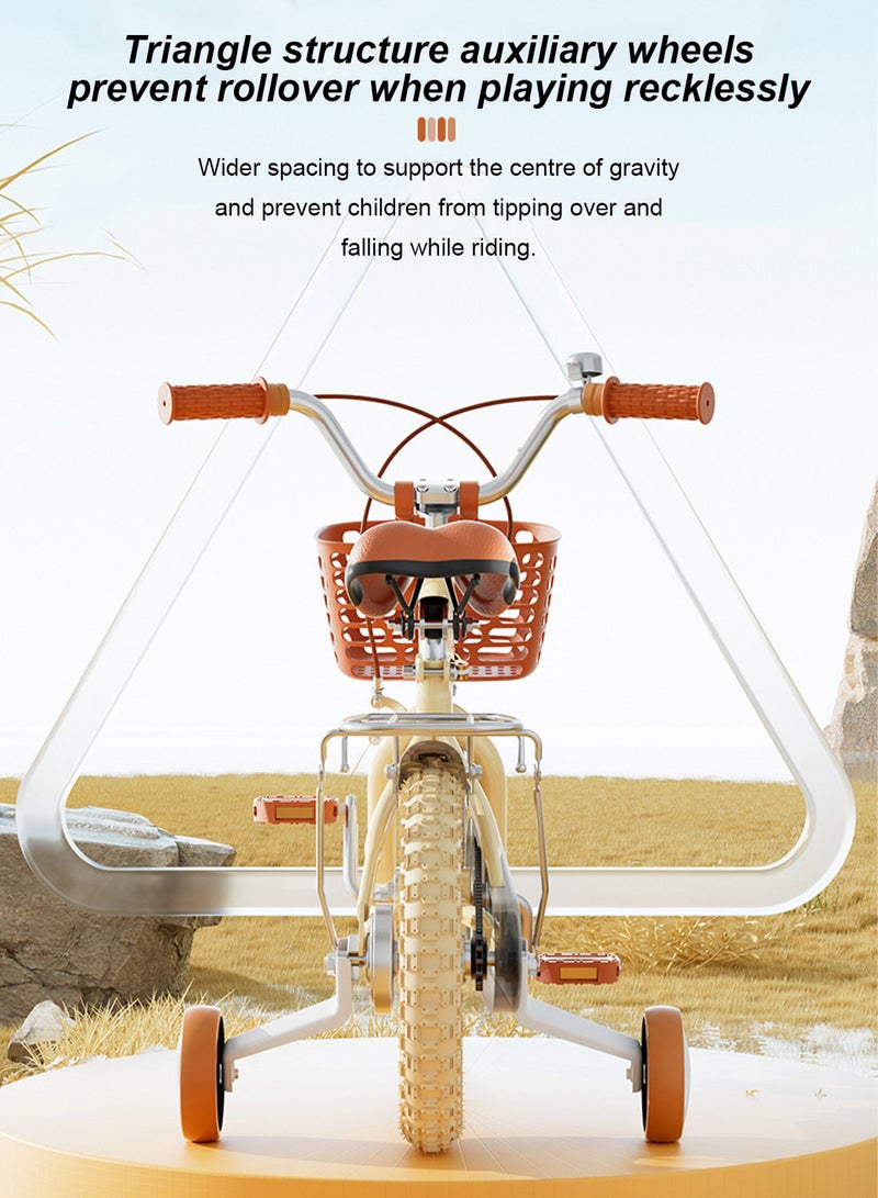 Kidle 12-16 Inch Kids Bike High Carbon Steel Kids' Bike Children's Bicycle Suitable For Height 80-125cm Girls And Boys With Training Wheels With Headlights Adjustable Seat Rear Rear Seat Rack Wear-Resistant Tires Sensitive Brakes Safe And Stable 14inchcm - Image 5