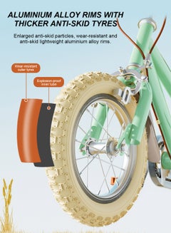 Kidle 12-16 Inch Kids Bike High Carbon Steel Kids' Bike Children's Bicycle Suitable For Height 80-125cm Girls And Boys With Training Wheels With Headlights Adjustable Seat Rear Rear Seat Rack Wear-Resistant Tires Sensitive Brakes Safe And Stable 16inchcm  - Image 4