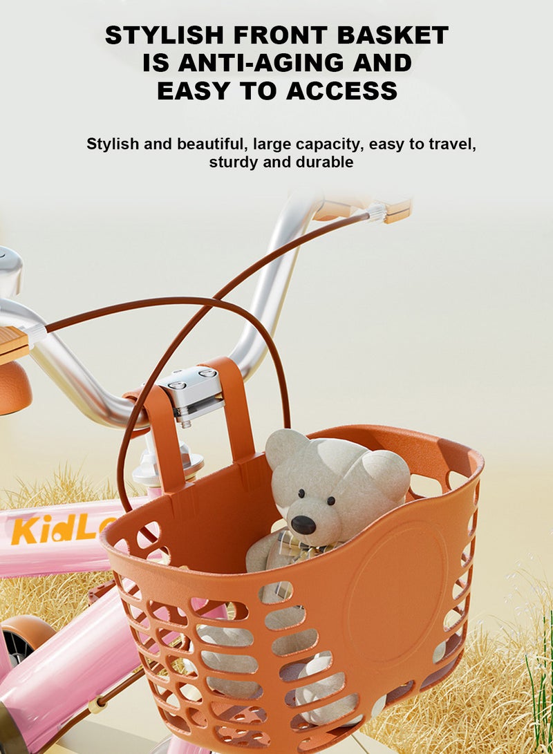 كيدل 12-16 Inch Kids Bike High Carbon Steel Kids' Bike Children's Bicycle Suitable For Height 80-125cm Girls And Boys With Training Wheels With Headlights Adjustable Seat Rear Rear Seat Rack Wear-Resistant Tires Sensitive Brakes Safe And Stable 14inchcm  - Image 3
