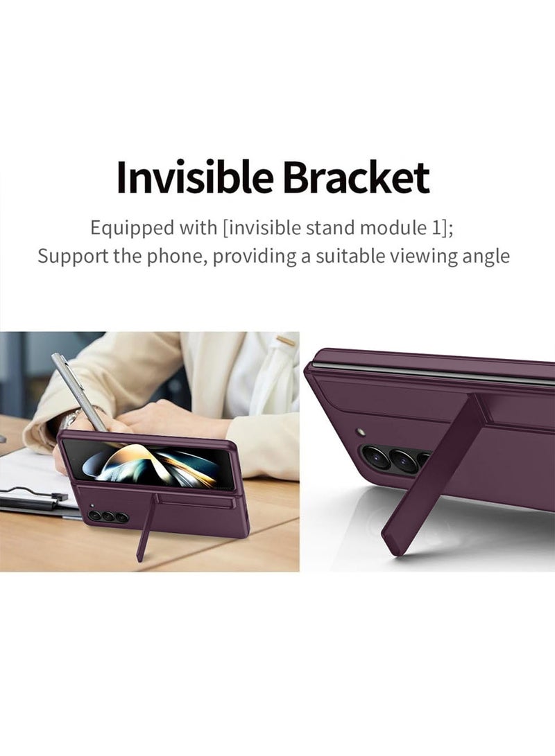MARGOUN ( for Galaxy Z Fold 6 ) Case, with S Pen & S Pen Holder, Built-in Hinge Protection & Durable Kickstand Drop-Proof Military Grade Protection Phone Case Maroon - Image 4