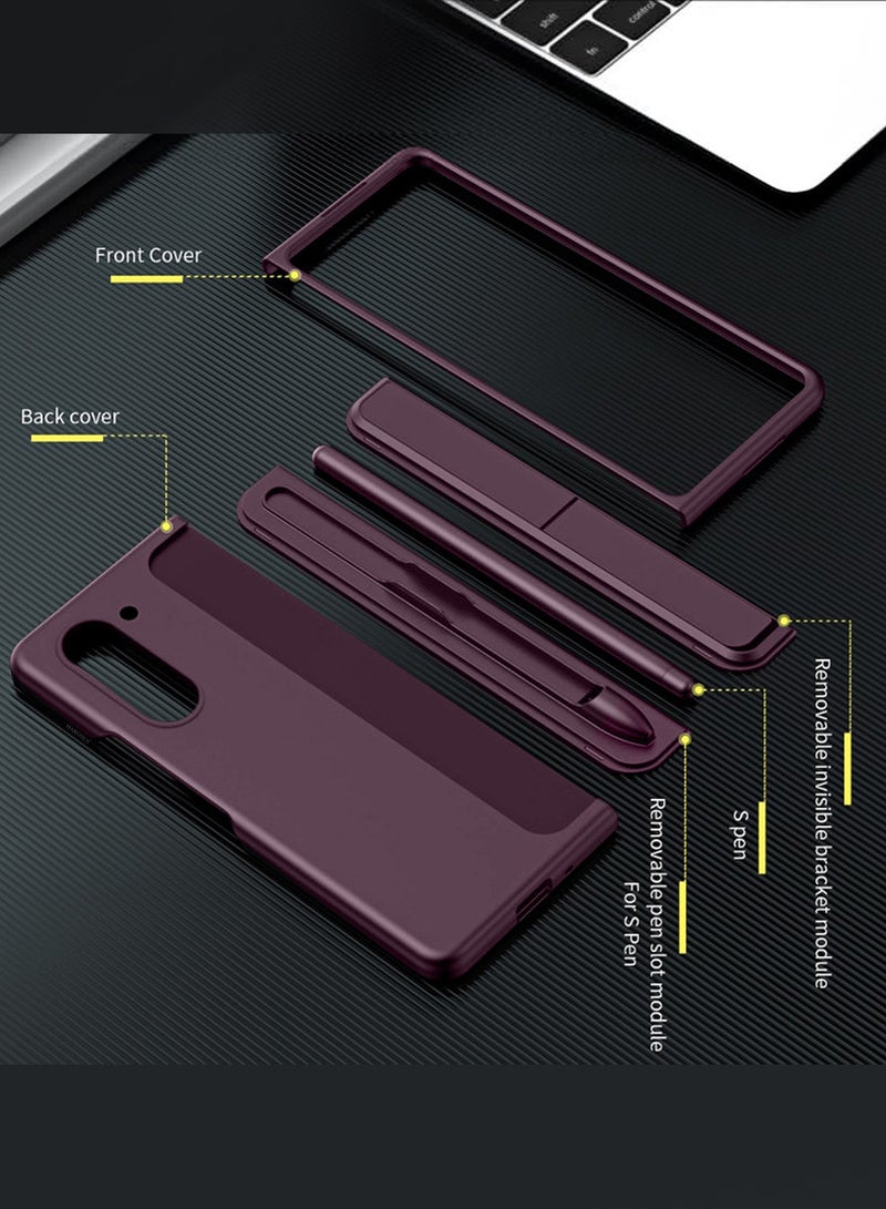 MARGOUN ( for Galaxy Z Fold 6 ) Case, with S Pen & S Pen Holder, Built-in Hinge Protection & Durable Kickstand Drop-Proof Military Grade Protection Phone Case Maroon - Image 5