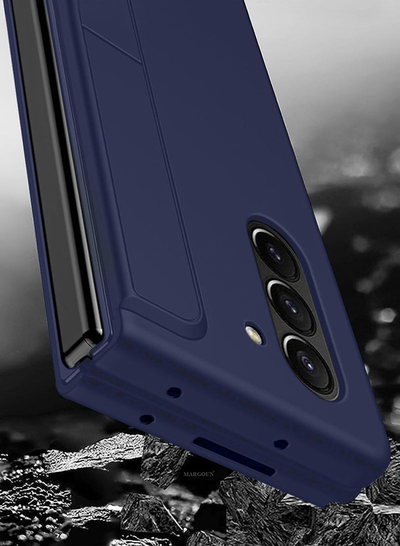 MARGOUN ( for Galaxy Z Fold 6 ) Case, with S Pen & S Pen Holder, Built-in Hinge Protection & Durable Kickstand Drop-Proof Military Grade Protection Phone Case Dark Blue  - Image 2