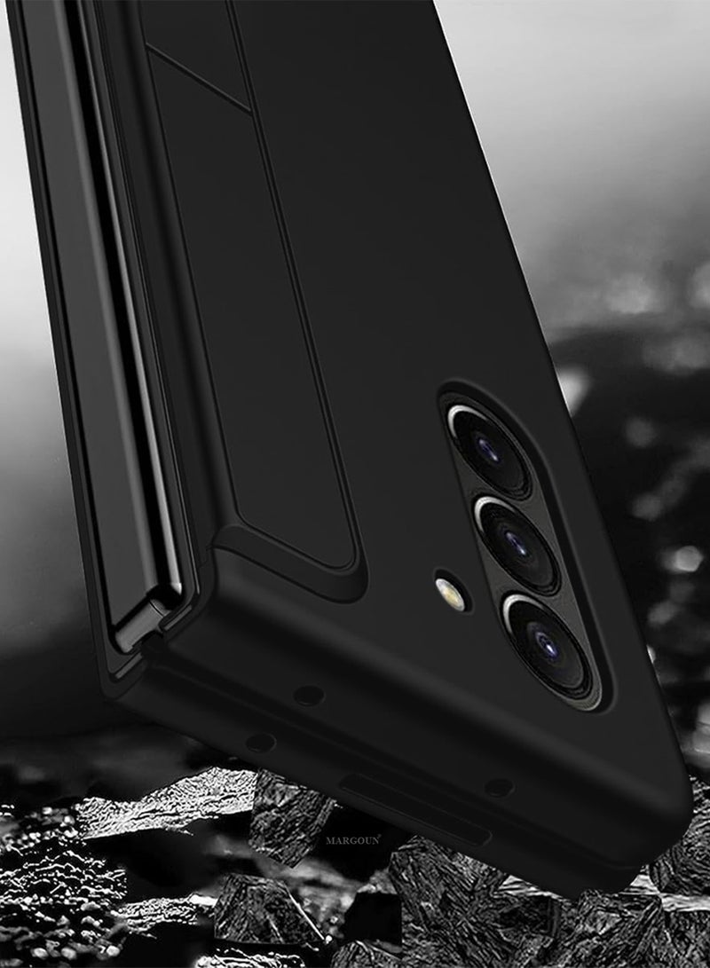 مارجون ( for Galaxy Z Fold 6 ) Case, with S Pen & S Pen Holder, Built-in Hinge Protection & Durable Kickstand Drop-Proof Military Grade Protection Phone Case Black - Image 2