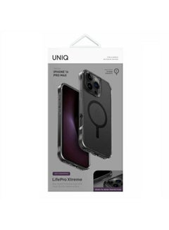 Uniq LifePro Xtreme Anti-Fingerprint Frosted Case for iPhone 16 Pro Max with Co-molded Durability - Smoke ( Frost Smoke )  - Image 4