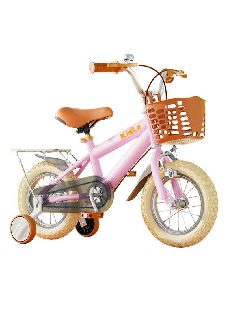 Kidle 12-16 Inch Kids Bike High Carbon Steel Kids' Bike Children's Bicycle Suitable For Height 80-125cm Girls And Boys With Training Wheels With Headlights Adjustable Seat Rear Rear Seat Rack Wear-Resistant Tires Sensitive Brakes Safe And Stable 16inchcm  - Image 1