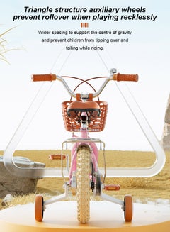 Kidle 12-16 Inch Kids Bike High Carbon Steel Kids' Bike Children's Bicycle Suitable For Height 80-125cm Girls And Boys With Training Wheels With Headlights Adjustable Seat Rear Rear Seat Rack Wear-Resistant Tires Sensitive Brakes Safe And Stable 16inchcm  - Image 5