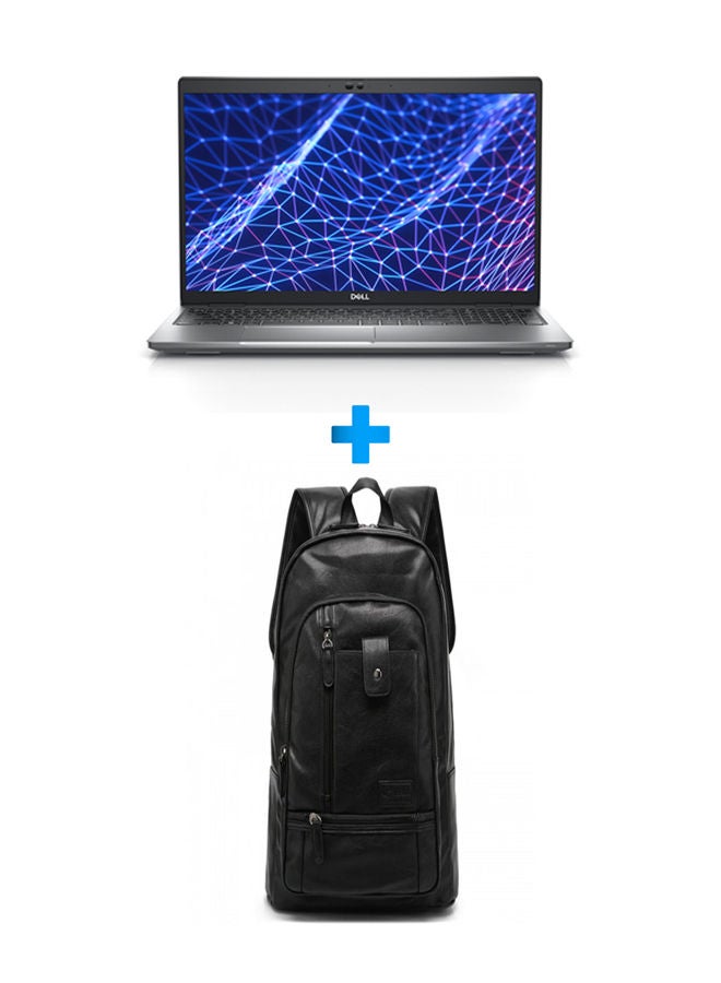 Latitude 5530 Notebook Laptop With 15.6 Inch FHD /Core I5-1235U/ 8 GB Ram /512 GB SSD /Intel Iris Xe /Windows 11 Pro/ English/Arabic Grey With Casual Leather Laptop Backpack Black English/Arabic Grey