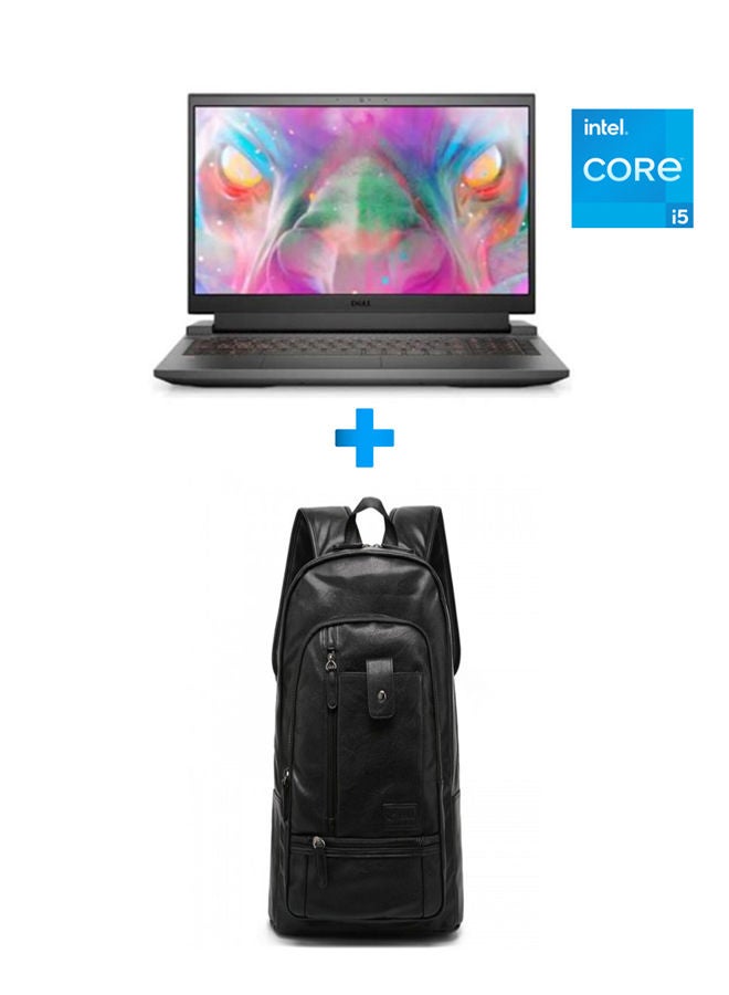 Gdl5391017X Laptop With 15.6 Inch FHD /Core I5-11400H /8 GB Ram /512 GB SSD /4 GB Geforce Rtx 3050 /Free Dos/ English Dark Shadow Black With Casual Leather Laptop Backpack Black English Dark Shadow Black