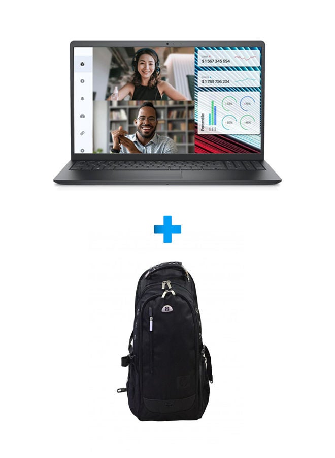 DELL Vostro 3520-1 Laptop With 15.6 Inch FHD /Core I5-1235U /4 GB Ram /256 GB SSD /Intel UHD/ Free Dos /English Black With HP Laptop Bags 1418 Backpack Black English Black  - Image 1