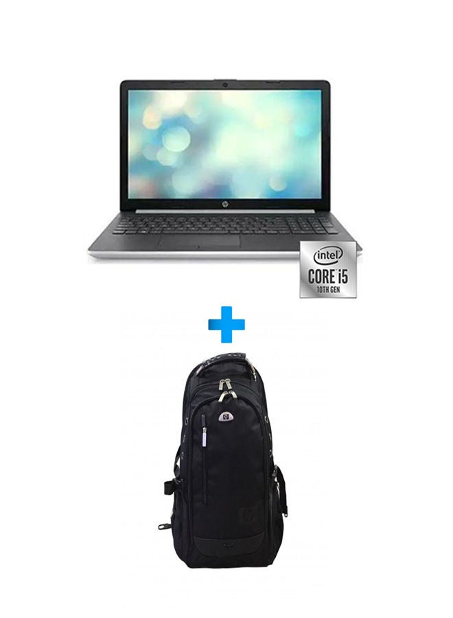 15-Dw3088Ne Laptop With 15.6 Inch FHD /Core I5-1135G7 /8 GB Ram /512 GB SSD /Geforce Mx350/ Free Dos/ English/Arabic Silver With HP Laptop Bags 1418 Backpack Black English/Arabic Silver