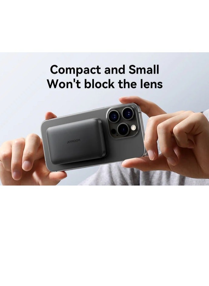 JOYROOM - 5000 mAh Powerbank Joyroom JR-W020 Mini 5000mAh USB-A USB-C inductive 20W - USB-C / USB-C cable Black - Image 1