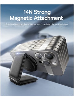 بيسوس Qi2 15W MagSafe Car Mount Charger, Qi2-Certified Foldable Dashboard/Tesla MagSafe Wireless Car Charger, Magnetic Fast Charger for iPhone 16/15/14/13/12 Series, Compatible with Android Wireless Mobile Charging Devices, Fast charging- Cluster-Black  - Image 5