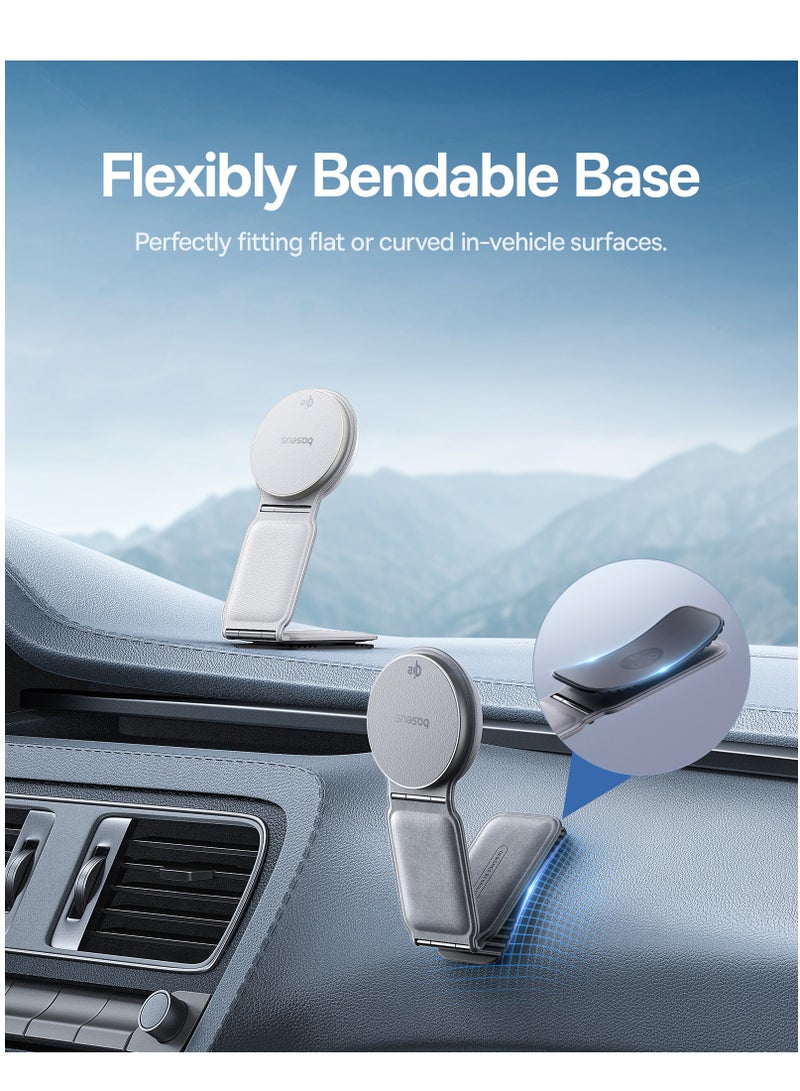 Baseus Wireless Car Mobile Holder and Charger, Qi2 15W MagSafe Wireless Car Mount Charger – Qi2-Certified Foldable Magnetic Fast Charger Compatible with iPhone 16/15/14/13/12 Series, Samsung S25/S24/S23, and Android Devices, Stylish, Durable Design Fits Tesla, Dashboards, Center Consoles, SUVs, and More Frosted Grey  - Image 3