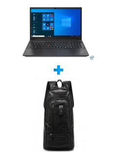 Lenovo Thinkpad E15 Laptop With 15.6 Inch FHD /Core I5-1135G7 /8 GB Ram /256 GB SSD /2 GB Geforce Mx350 /Free Dos /English Black With Casual Leather Laptop Backpack Black English Black  - Image 1
