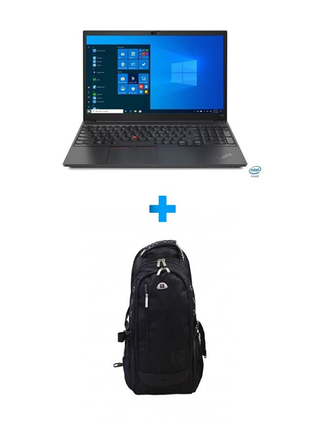 Lenovo Thinkpad E15 Laptop With 15.6 Inch FHD /Core I5-1135G7 /8 GB Ram /256 GB SSD /2 GB Geforce Mx350 /Free Dos /English Black With HP Laptop Bags 1418 Backpack Black English Black  - Image 1