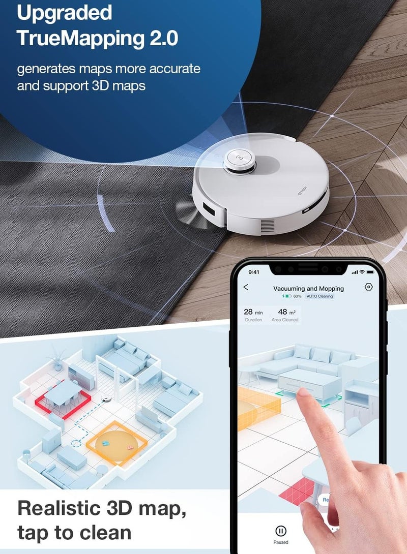 إيكوفاكس - Deebot Robot Vacuum and Mop Combo, 5000Pa Suction,Auto Self-Emptying, Auto Mop Cleaning, Hot Air Drying, Ozmo Turbo Deep Mopping with Precision Mapping and Obstacle Avoidance 45 W T10 Omni White - Image 1