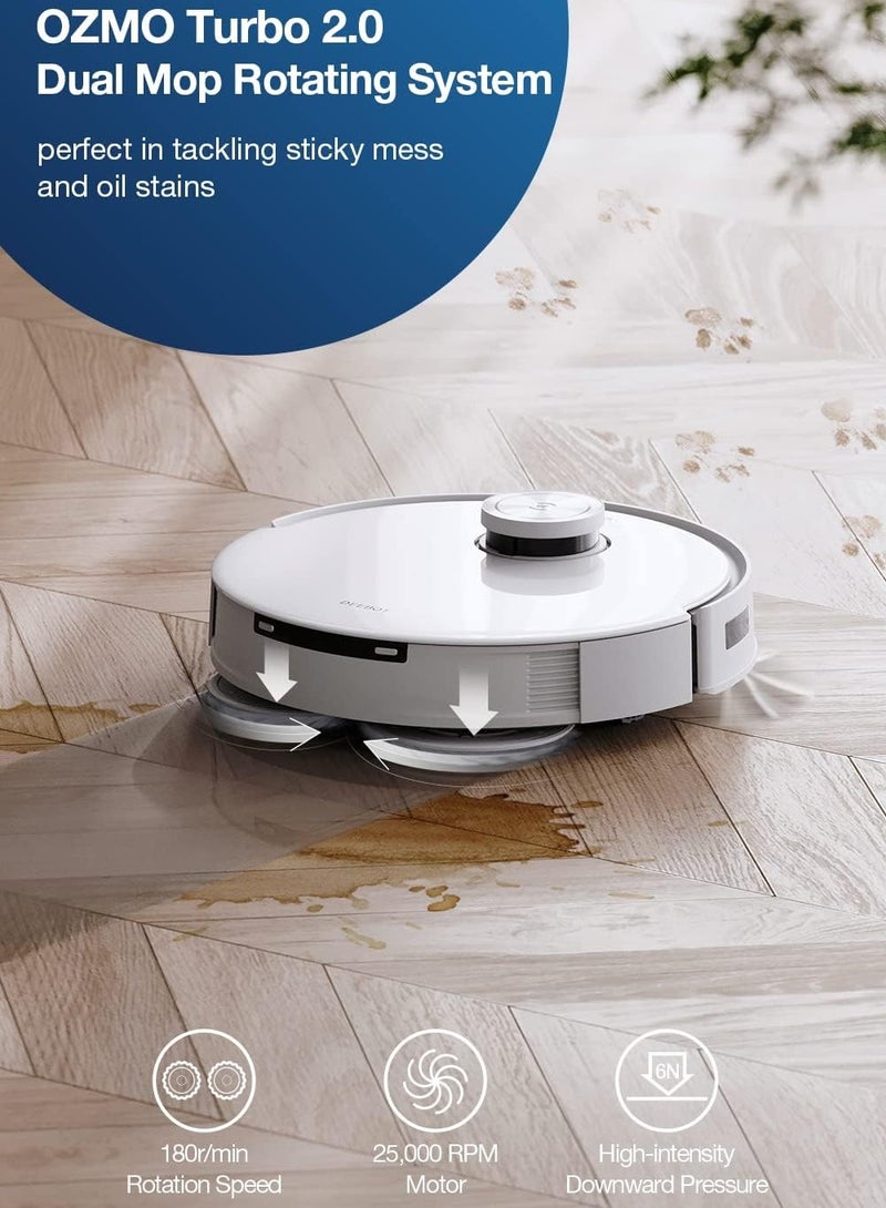 إيكوفاكس - Deebot Robot Vacuum and Mop Combo, 5000Pa Suction,Auto Self-Emptying, Auto Mop Cleaning, Hot Air Drying, Ozmo Turbo Deep Mopping with Precision Mapping and Obstacle Avoidance 45 W T10 Omni White - Image 1