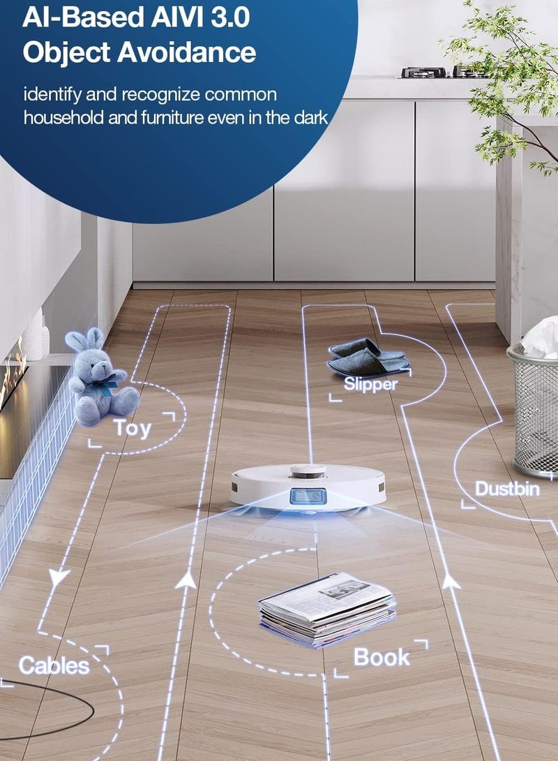 إيكوفاكس - Deebot Robot Vacuum and Mop Combo, 5000Pa Suction,Auto Self-Emptying, Auto Mop Cleaning, Hot Air Drying, Ozmo Turbo Deep Mopping with Precision Mapping and Obstacle Avoidance 45 W T10 Omni White - Image 1