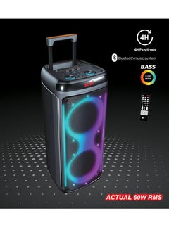 AFRA Trolley Speaker, 60 Watts, 6.5kg, 4000Ma Battery, Dual Speakers, True Wireless Stereo,  2 Years Warranty AF-60TSBK Black  - Image 2