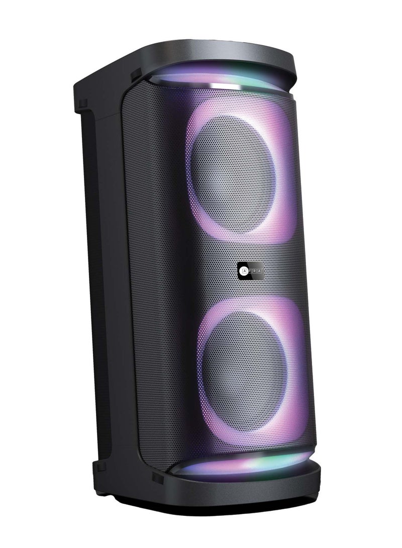 عفرا Party Speaker, 120 Watts, 24kg, 7000Ma Battery, Karaoke Mic, LED Speaker Lighting, 2 Years Warranty AF-120PSBK Black  - Image 2