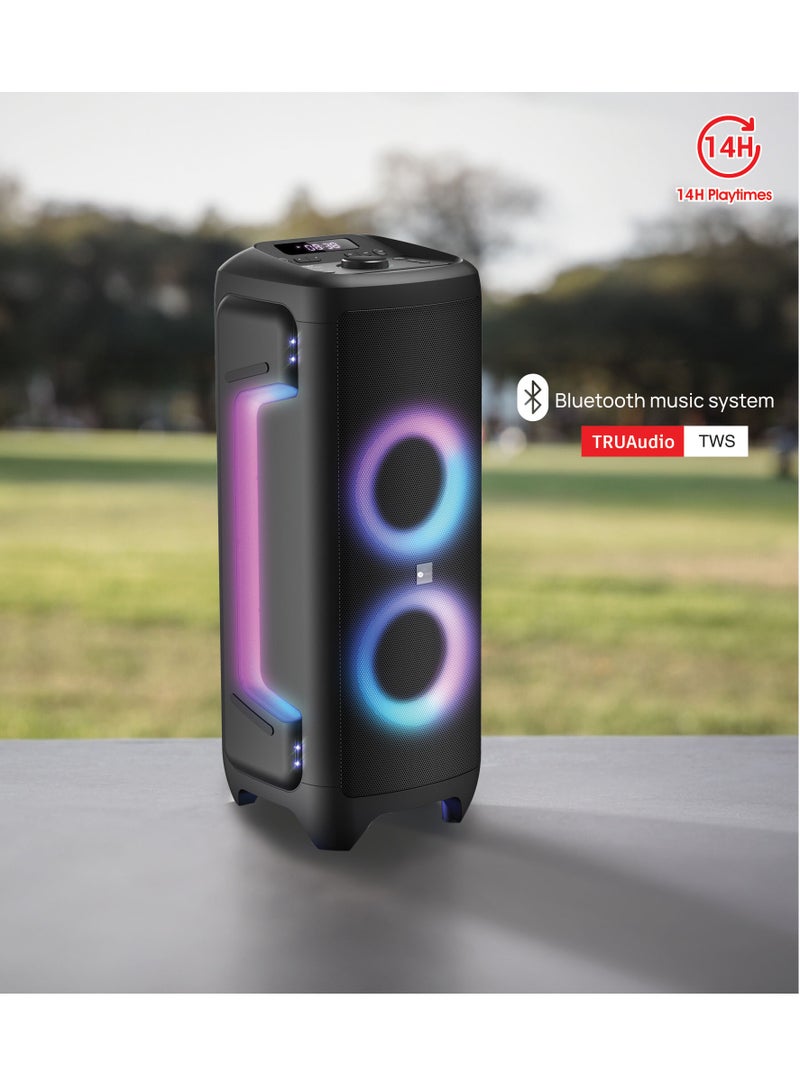 عفرا Party Speaker, 300 Watts, 24kg, 15A Battery, Integrated FM Radio, Karaoke Mic,2 Years Warranty AF-300PSBK Black  - Image 2