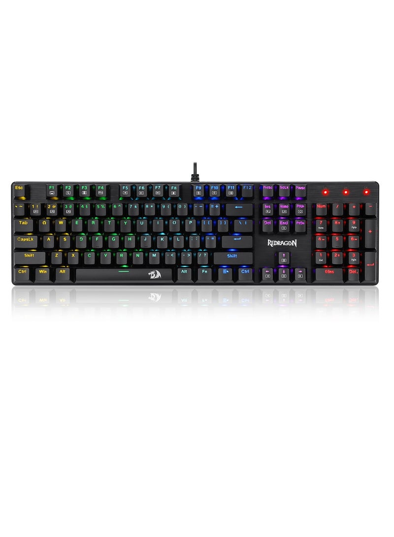 REDRAGON - K608 Elite Valheim Mechanical Gaming Keyboard (RGB Design), Tactile Red Switch, 104 Keys, Rainbow LED Backlight, Wired Keyboard, Full Rollover Keyboard, US QWERTY Keyboard - Image 1