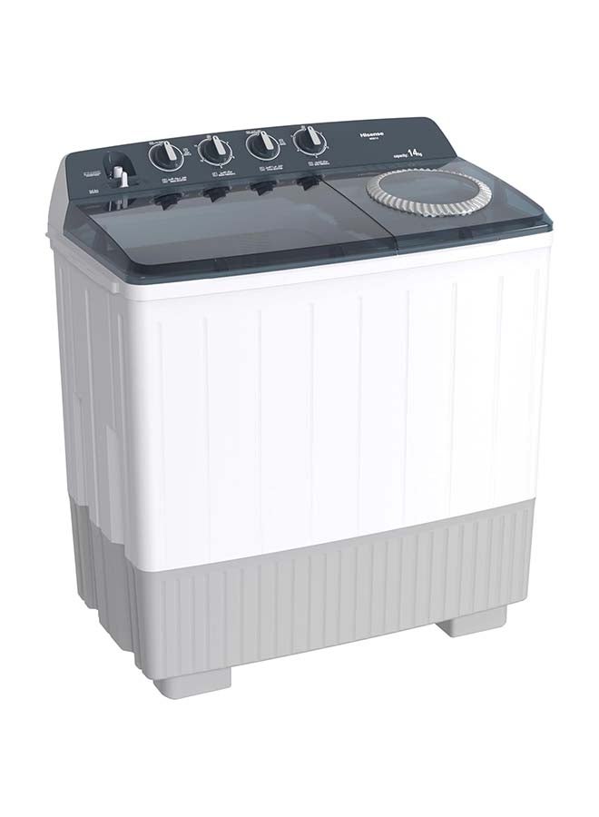هايسنس Twin Tub Semi Auto 14 Kg Washing Machine, Easy to Move, Noiseless, High Quality WSG14 White  - Image 1