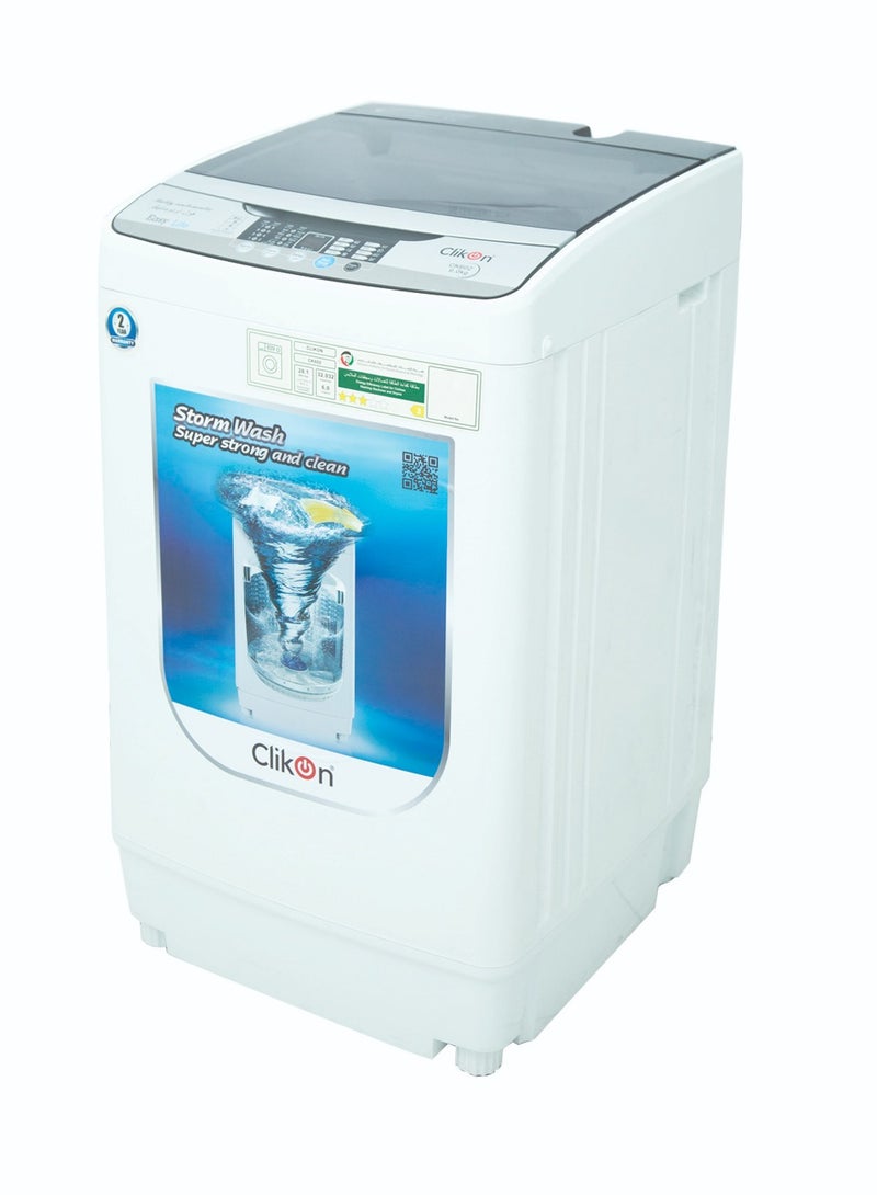 Clikon - Top load Automatic Washing Machine With 8 Washing Programs, 6 Kg Capacity 400 W CK602 White - Image 1