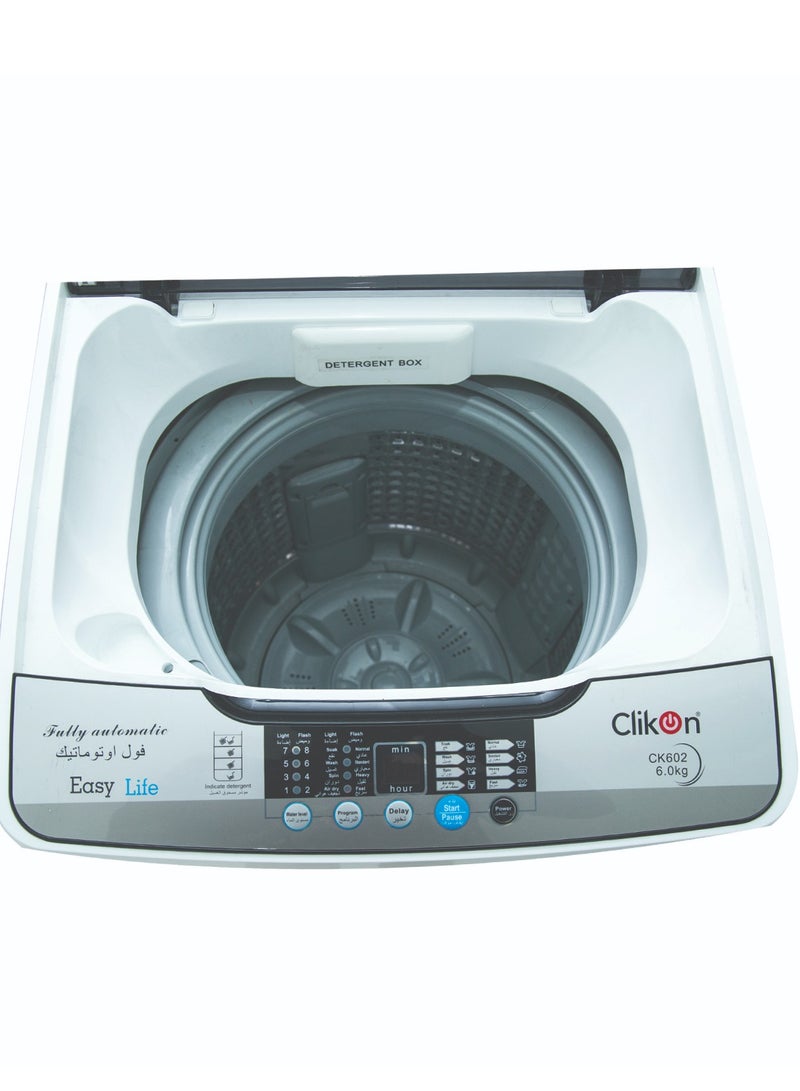Clikon - Top load Automatic Washing Machine With 8 Washing Programs, 6 Kg Capacity 400 W CK602 White - Image 1