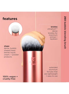 REAL TECHNIQUES Bubble Blending Makeup Brush Multipurpose Face Brush for Liquid, Cream, & Powder Products, Unique Bubble Brush Head, Synthetic Bristles, Vegan & Cruelty Free 1 Count Orange  - Image 4