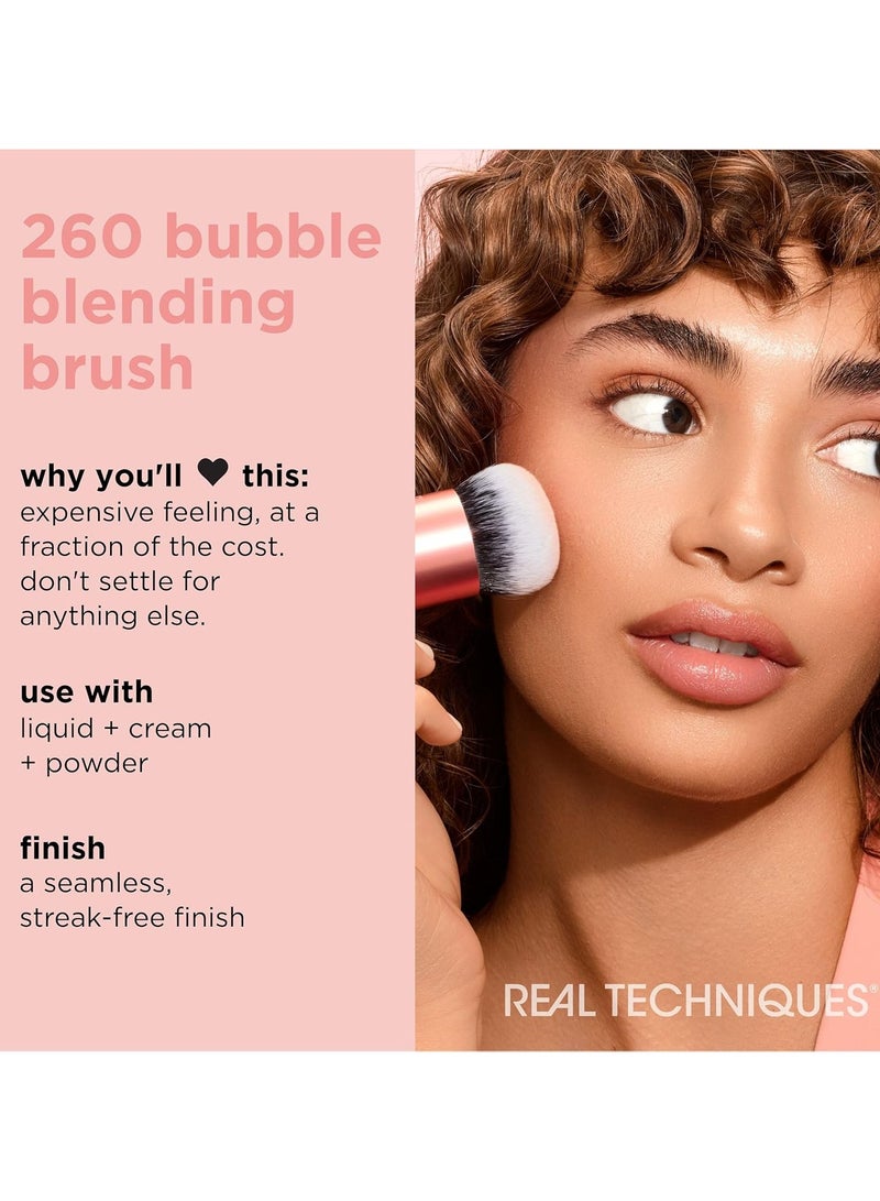 REAL TECHNIQUES Bubble Blending Makeup Brush Multipurpose Face Brush for Liquid, Cream, & Powder Products, Unique Bubble Brush Head, Synthetic Bristles, Vegan & Cruelty Free 1 Count Orange - Image 3