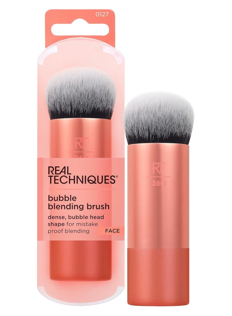 REAL TECHNIQUES Bubble Blending Makeup Brush Multipurpose Face Brush for Liquid, Cream, & Powder Products, Unique Bubble Brush Head, Synthetic Bristles, Vegan & Cruelty Free 1 Count Orange - Image 1