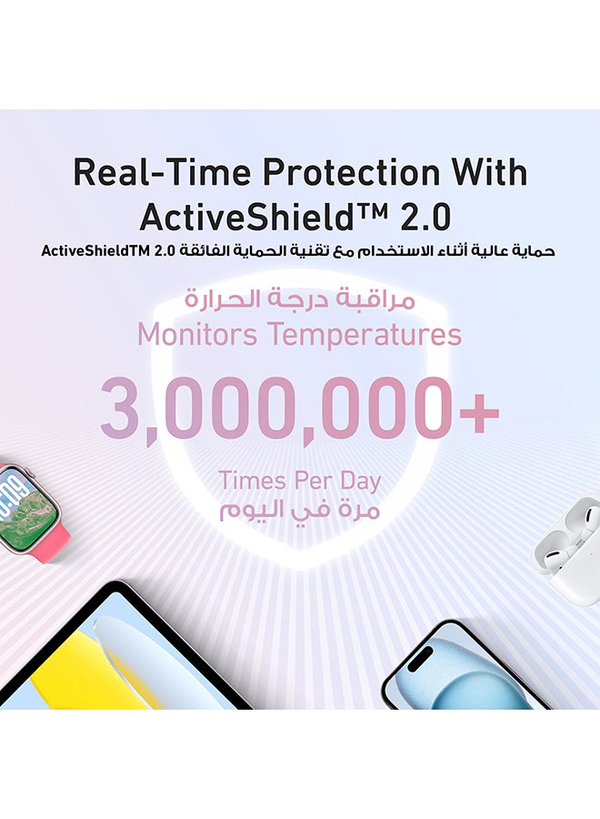 20000 mAh 20000 mAh Zolo Power Bank, 20,000mAh 30W High-Speed Portable Charger with Built-In USB-C Cable, 1 USB-C, 1 USB-A, Battery Pack For iPhone 16/16 Plus/16 Pro/16 Pro Max/15/14/13 Series, Galaxy, and More WHITE