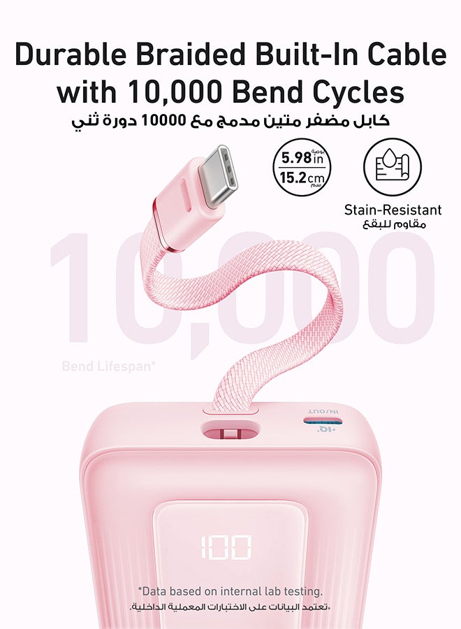 20000 mAh 20000 mAh Zolo Power Bank, 20,000mAh 30W High-Speed Portable Charger with Built-In USB-C Cable, 1 USB-C, 1 USB-A, Battery Pack For iPhone 16/16 Plus/16 Pro/16 Pro Max/15/14/13 Series, Galaxy, and More WHITE