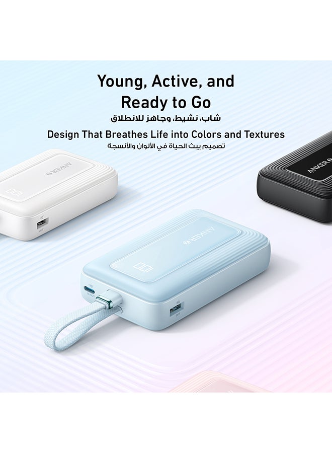 20000 mAh 20000 mAh Zolo Power Bank, 20,000mAh 30W High-Speed Portable Charger with Built-In USB-C Cable, 1 USB-C, 1 USB-A, Battery Pack For iPhone 16/16 Plus/16 Pro/16 Pro Max/15/14/13 Series, Galaxy, and More WHITE