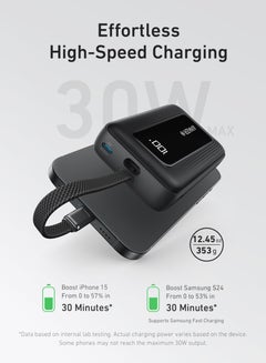 Anker 20000 mAh Zolo Power Bank, 20,000mAh 30W High-Speed Portable Charger with Built-In USB-C Cable, Battery Pack For iPhone 16/16 Plus/16 Pro/16 Pro Max/15 Series, Galaxy, and More (20000 mAh) BLUE  - Image 4