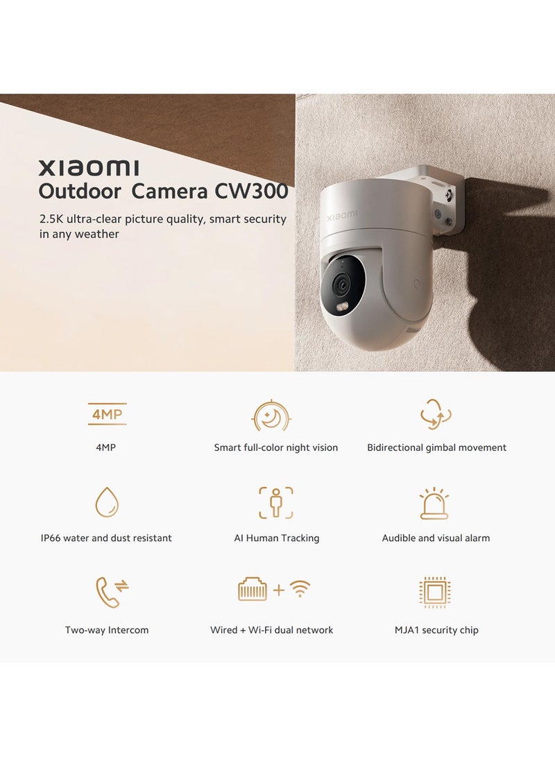 Outdoor Camera CW300 2.5K Full Color Night Vision 4 Million Pixels IP66 Human Tracking Sound And Light Warning Voice Call works with Alexa or Google Assistant