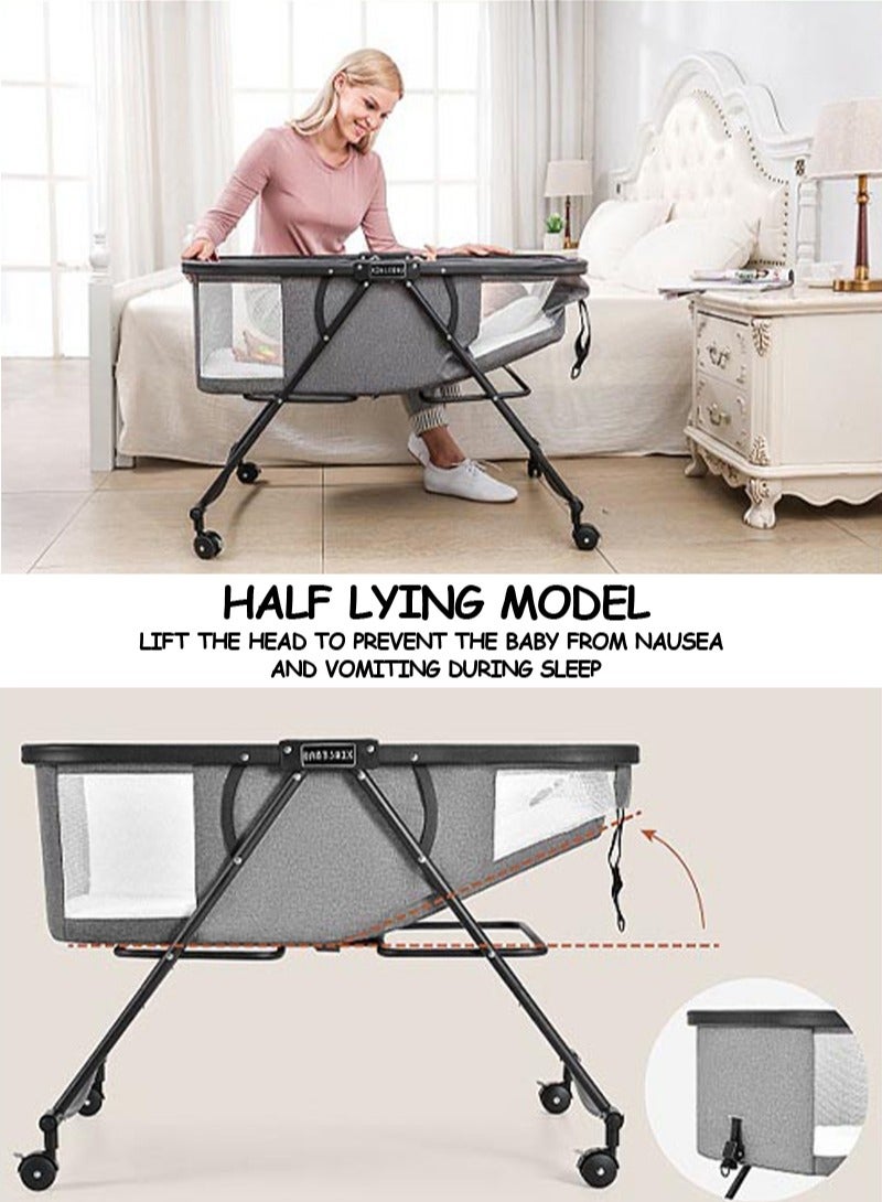 كيدل Baby Crib Portable Folding Cradle Bedside Bed Mobile Baby Bed Sleeping Basket Bb Bed Newborn Splicing Big Bed  - Image 3