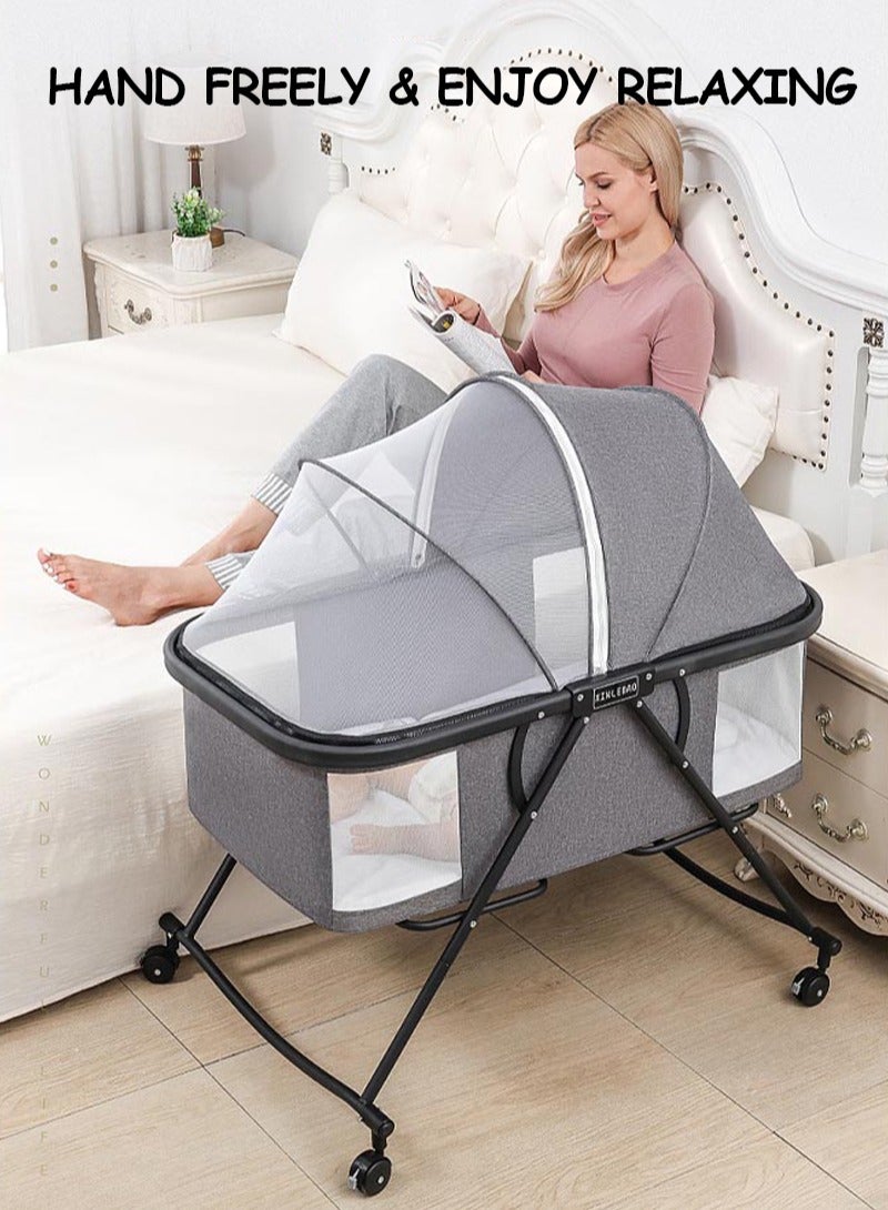 كيدل Baby Crib Portable Folding Cradle Bedside Bed Mobile Baby Bed Sleeping Basket Bb Bed Newborn Splicing Big Bed  - Image 4